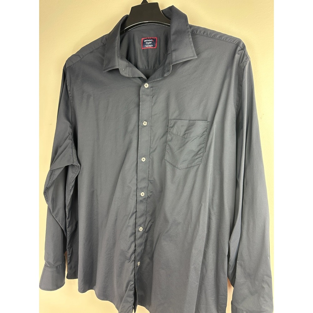 UNTUCKit Performance Gironde Shirt Mens XXL Navy Blue Relaxed Fit Stretch Button - Picture 3 of 11